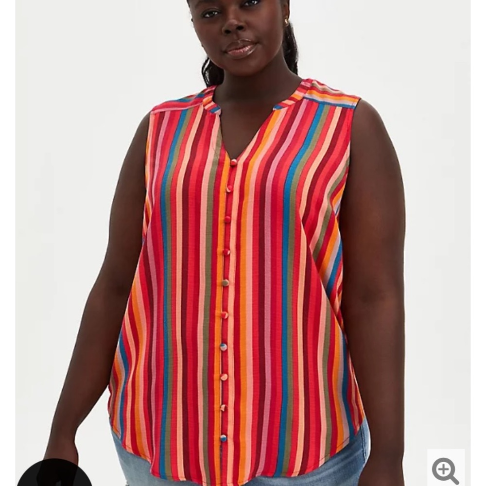Torrid Multicolor Stripe Gauze Tunic, 1X